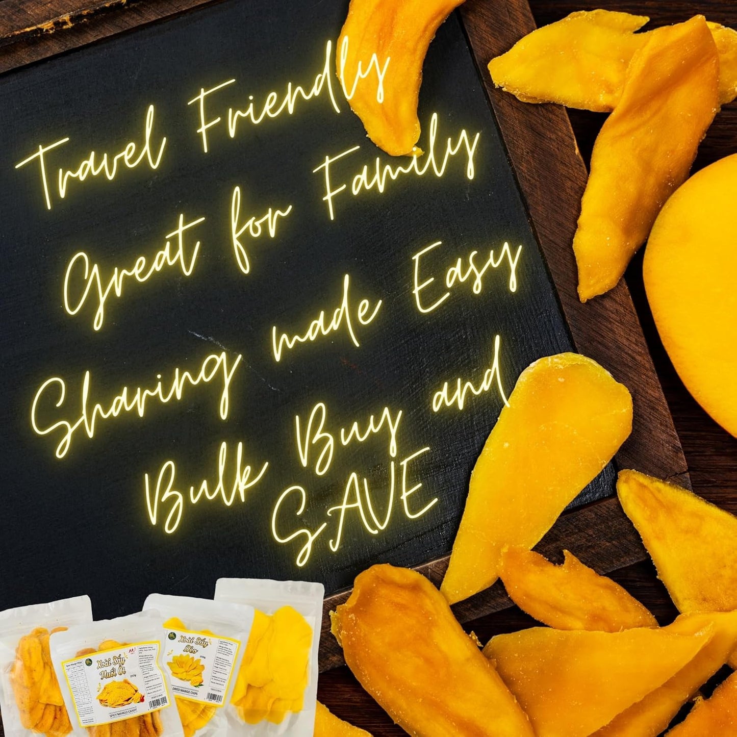 Natural Dried Mango Slices - 250g - Juicy and Fresh, High Fiber, Resealable, Vegan Fruit Snack for Anytime