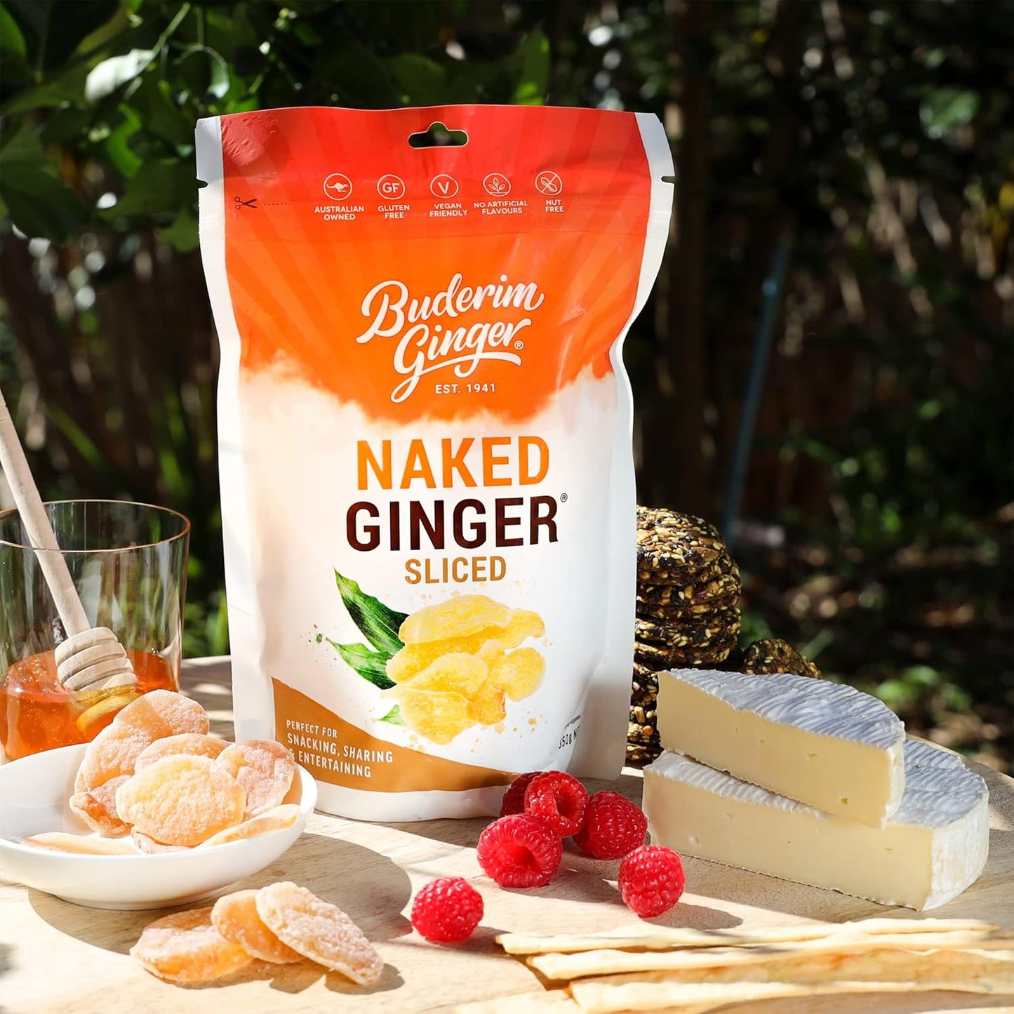Sliced Ginger – Made with Fresh Ginger, 350g Pouch, Perfect for Snacking, Sharing, and Entertaining