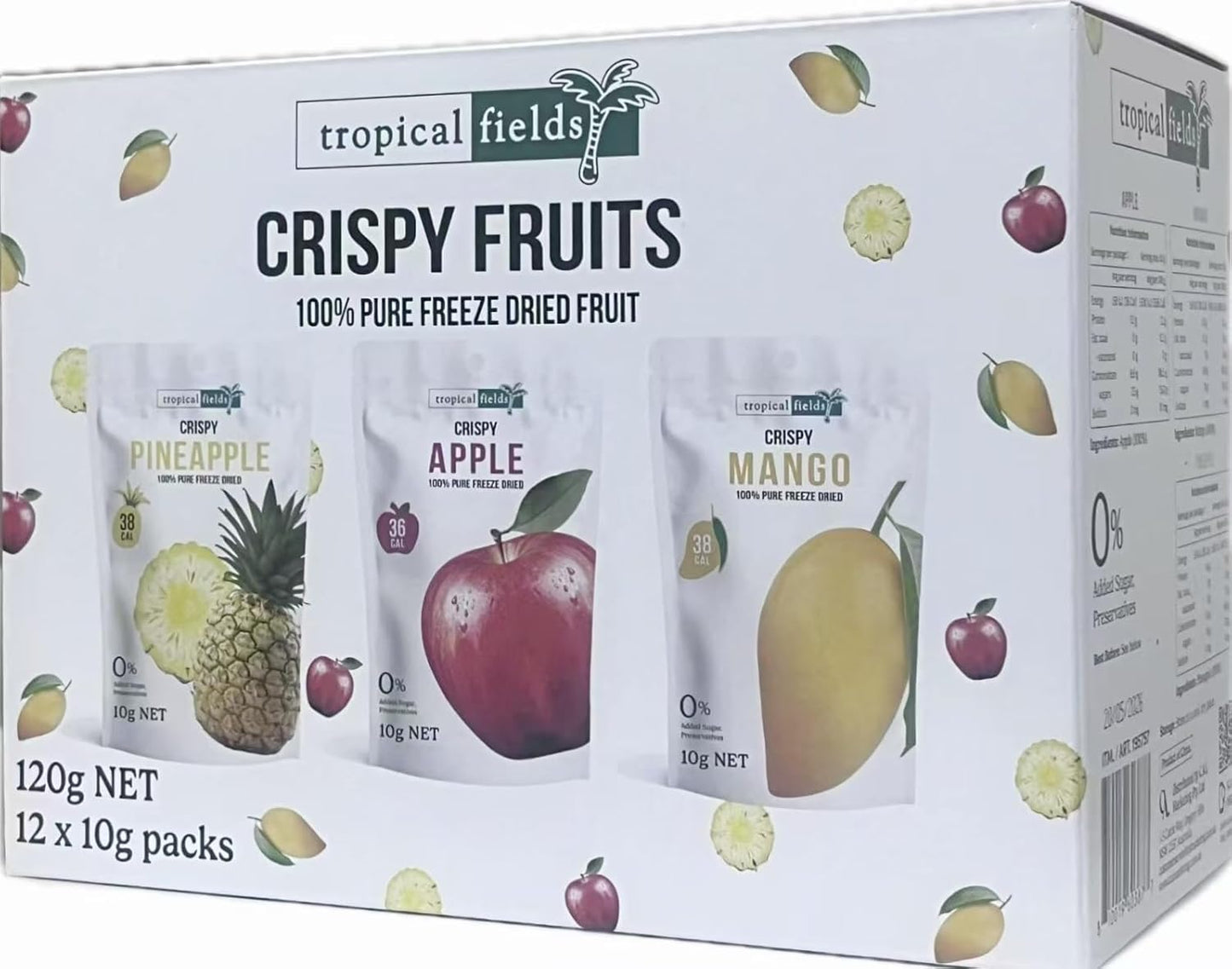 Fruit Bites Variety Pack 1.2kg | Apple, Pineapple, Mango | Natural Dried Fruit Snacks | 12x10g Packs
